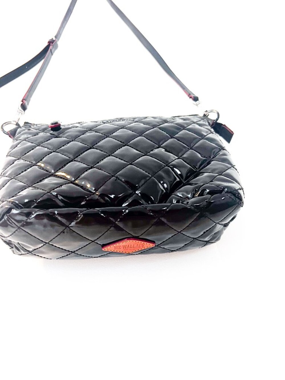 Mz wallace black lacquer crossbody metro scout leather strap - Picture 6 of 14